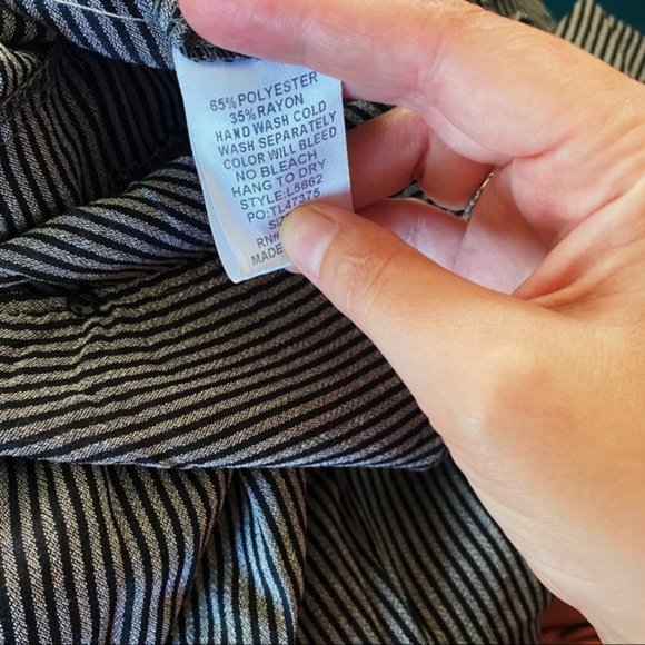 Umgee | Carmen Pinstripe Jumpsuit Paperbag Wide Sleeve Charcoal Black New Medium - Picture 13 of 15